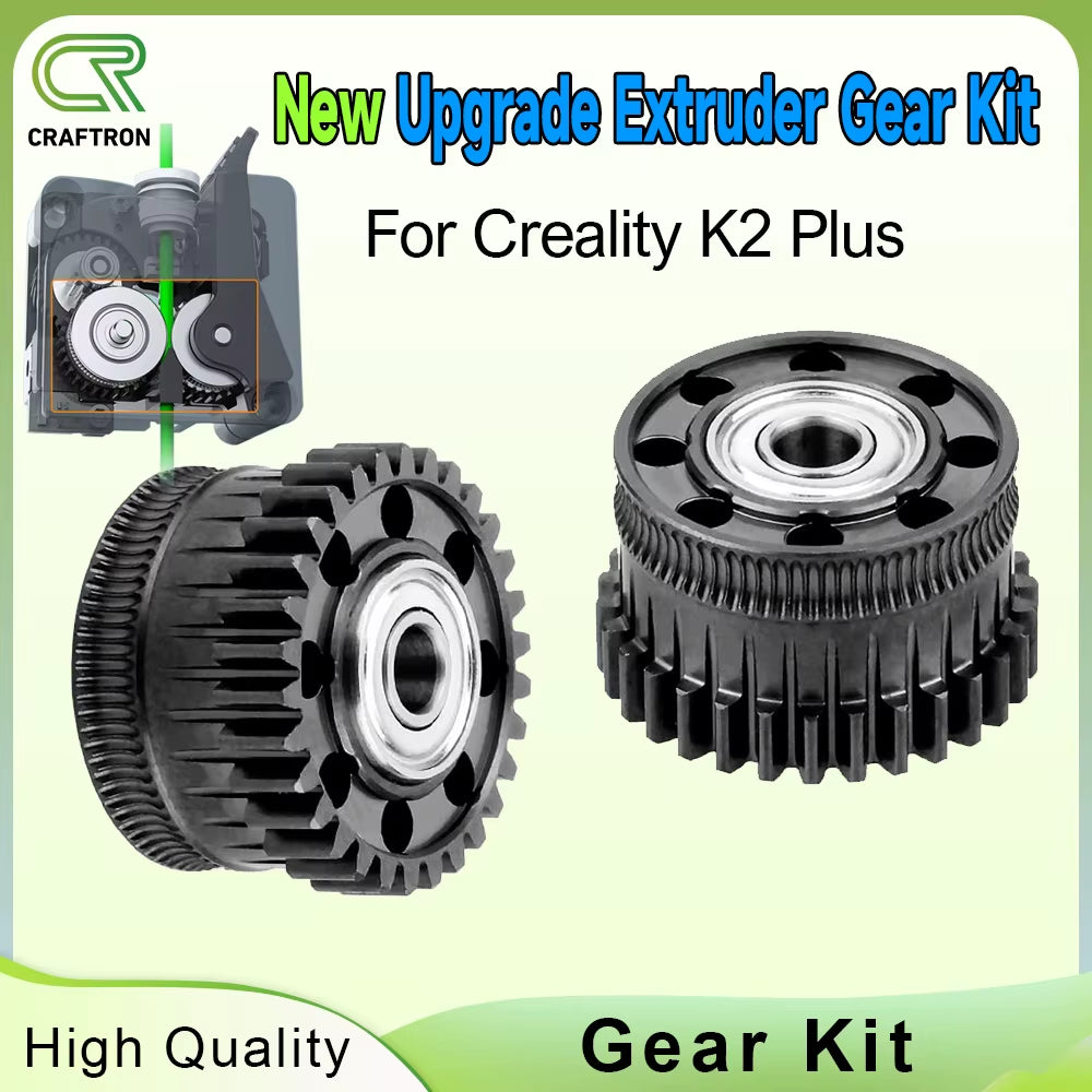 Upgrade Extruder Gear Kit for Creality K2 plus Hi Dual Helical All Metal Extruder Driver Gear Nickel DLC Coated 3D Printer Part
