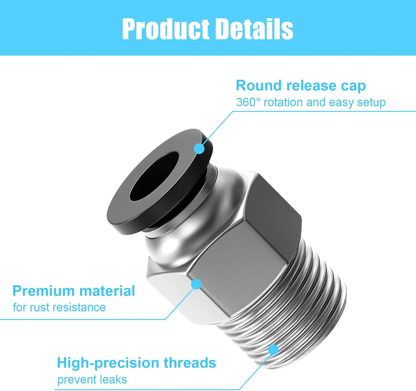 10 PCS Premium PC4-M10 Bowden Tube Coupler Male Compatible with 3D Printers & Splitters