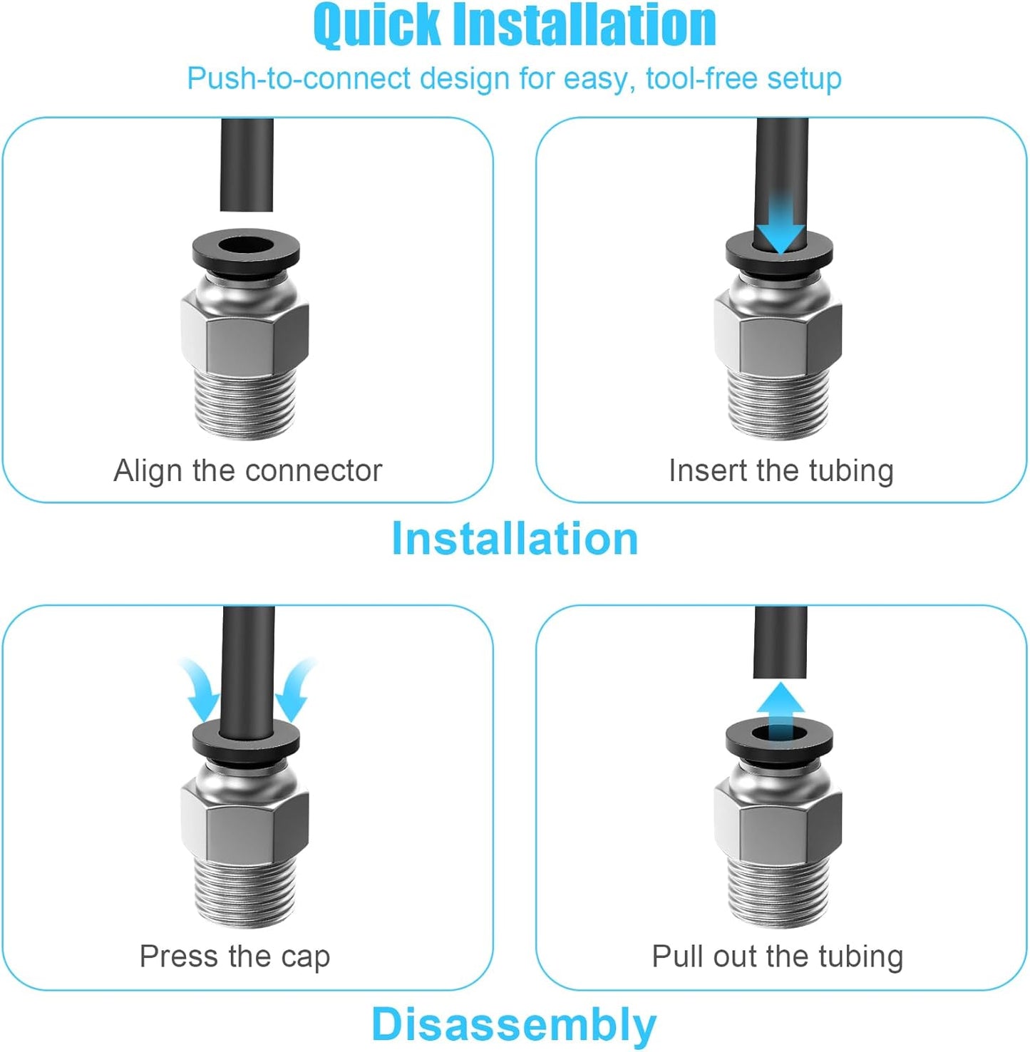 10 PCS Premium PC4-M10 Bowden Tube Coupler Male Compatible with 3D Printers & Splitters