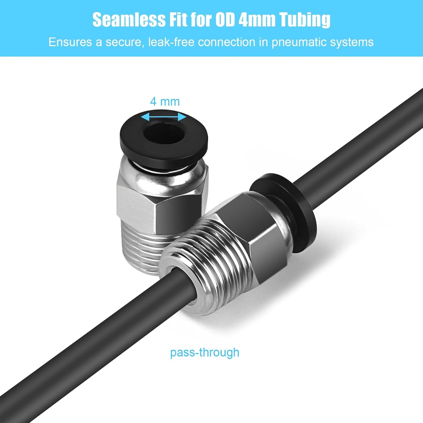 10 PCS Premium PC4-M10 Bowden Tube Coupler Male Compatible with 3D Printers & Splitters