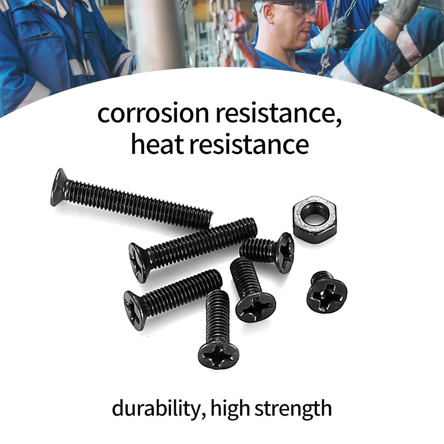 M3 Flat Head Machine Screws and Hex Nuts Kit, 380 Pcs Black Countersunk Head Phillips Screws Bolts Nuts Assortment Kit - M3 X 4Mm/ 6Mm/ 8Mm/ 10Mm/ 12Mm/ 16Mm/ 20Mm