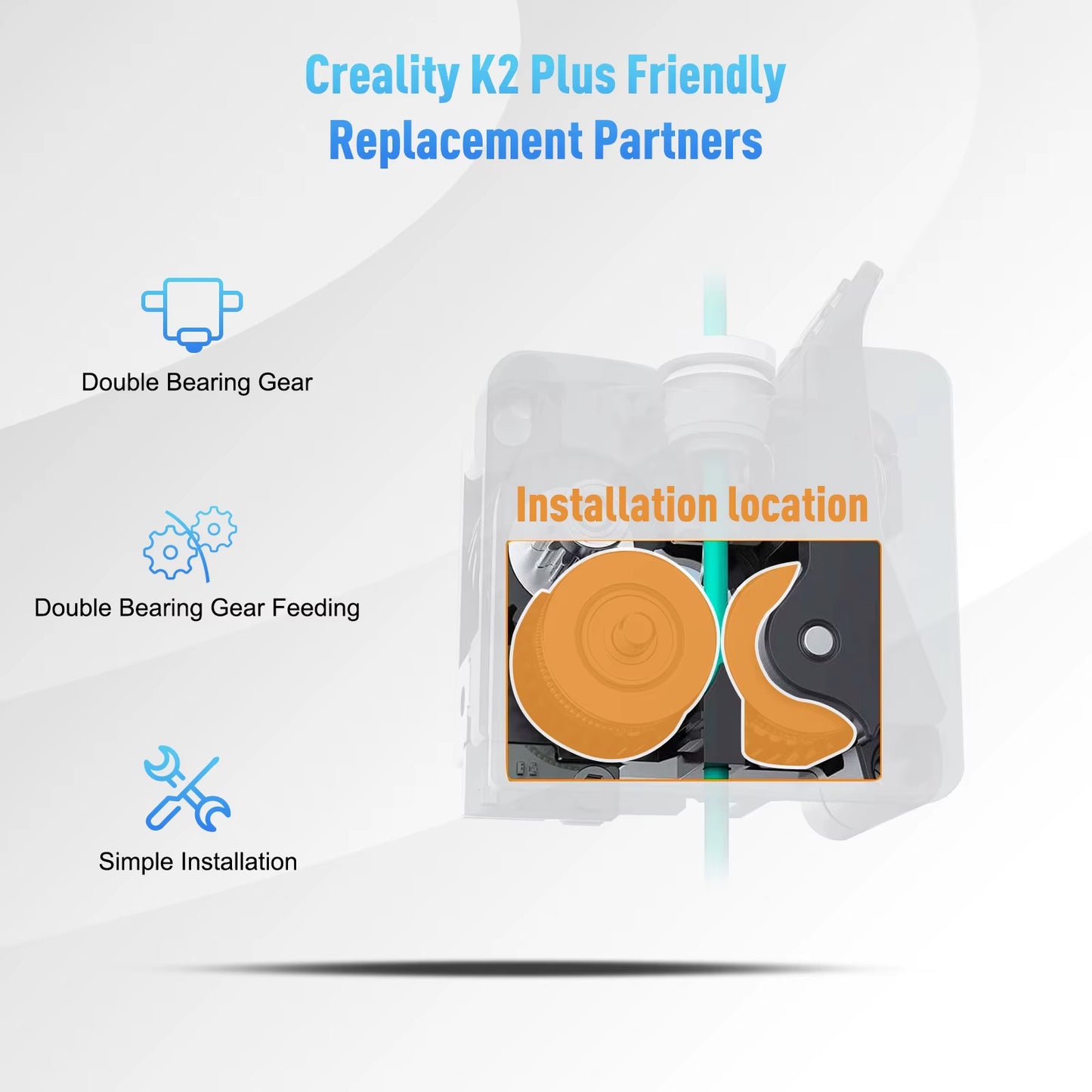 Upgrade Extruder Gear Kit for Creality K2 plus Hi Dual Helical All Metal Extruder Driver Gear Nickel DLC Coated 3D Printer Part