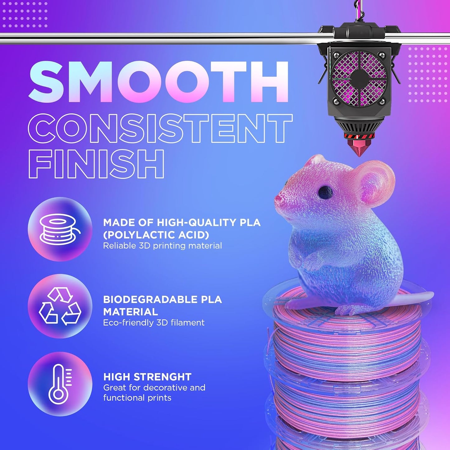 Cookie Cad Elixir PLA Filament 1.75Mm 1Kg Iridescent 3D Printer Filament