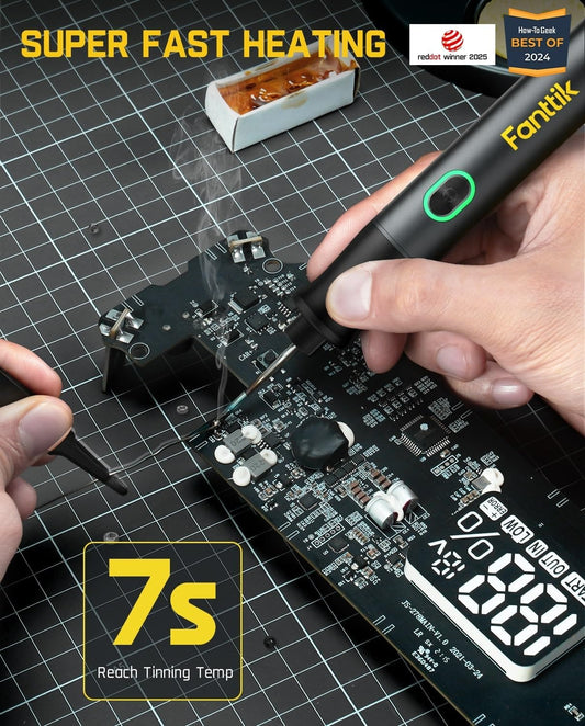 Fanttik T1 Max Soldering Iron Kit 7 Seconds Fast Heating(390°F-840℉), Auto Sleep, 4 Precision Soldering Tips, 360° Swivel Stand, Soldering Iron for Precision Repair