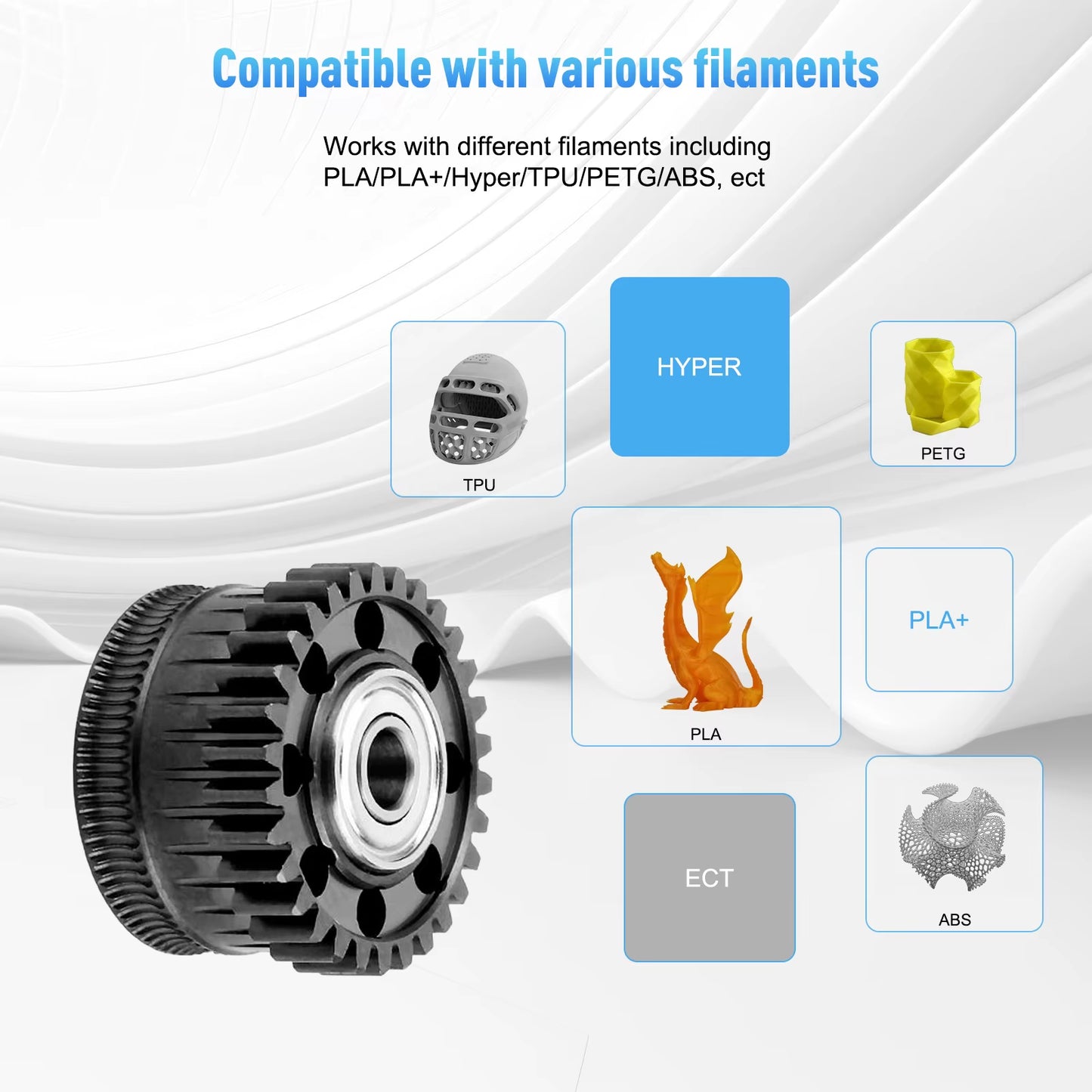 Upgrade Extruder Gear Kit for Creality K2 plus Hi Dual Helical All Metal Extruder Driver Gear Nickel DLC Coated 3D Printer Part