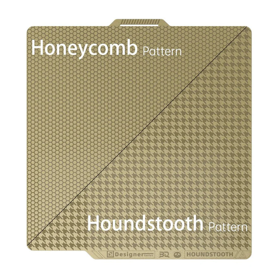 Biqu Panda Designer Series Build Plate for Bambu Labs P1, P2, A1 and X1 - Double Sided Honeycomb and Houdstooth