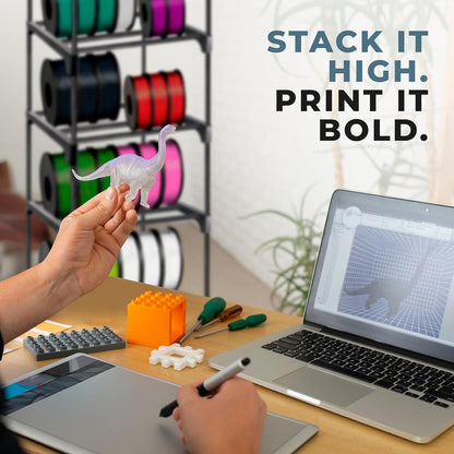 9-Tier 3D Printer Filament Spool Storage Rack with Anti-Tip Kit, Stand Organizer Can Store up to 54 Rolls for 3D Printer Lovers