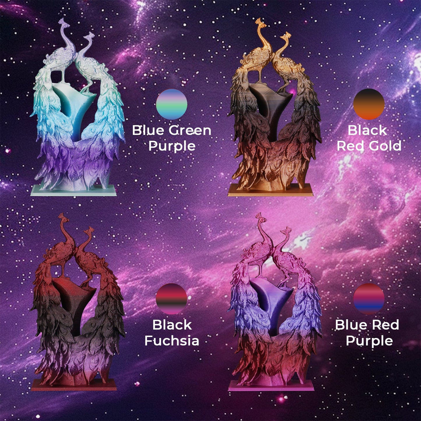 PLA Silk Shiny Gradient Variety Pack (4x200g) - 1.75MM