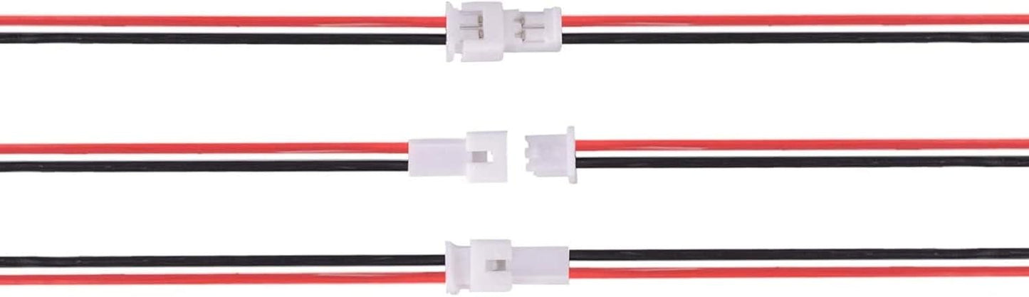 30 Pairs JST 1.25 mm 2 Pin Micro Male/Female Connector Plugs with Red Black Wire 80 mm