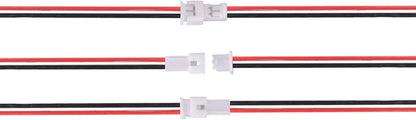  30 Pairs JST 1.25 mm 2 Pin Micro Male/Female Connector Plugs with Red Black Wire 80 mm