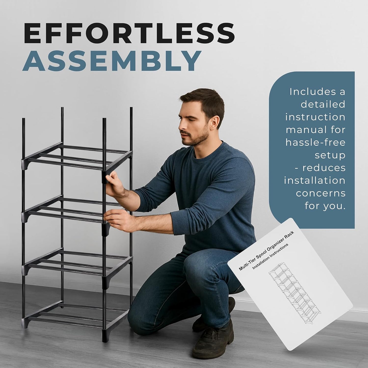 9-Tier 3D Printer Filament Spool Storage Rack with Anti-Tip Kit, Stand Organizer Can Store up to 54 Rolls for 3D Printer Lovers