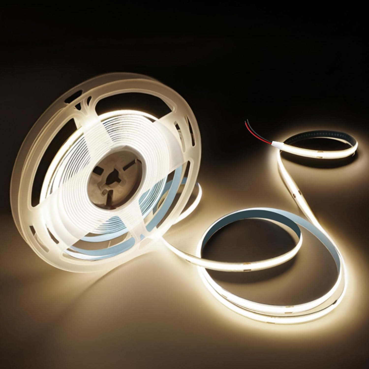 COB LED Strip Lights Daylight White 6000K,16.4Ft 24V High CRI 95Ra+ Super Bright,Flexible Tape Lights for Bedroom,Mirror,Kitchen Cabinet, Living Room(Power Supply Not Included)