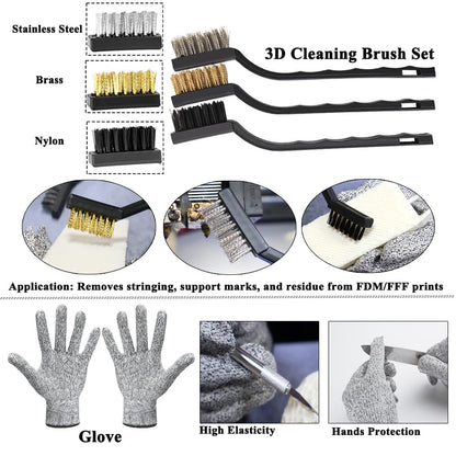 62PCS 3D Printer Tool Kit, 3D Post-Processing Accessories with Hand Drill, Deburring Tool, Cutter, Needle Files, Scrapers, Brushes, Tweezers, and Nozzle Cleaning