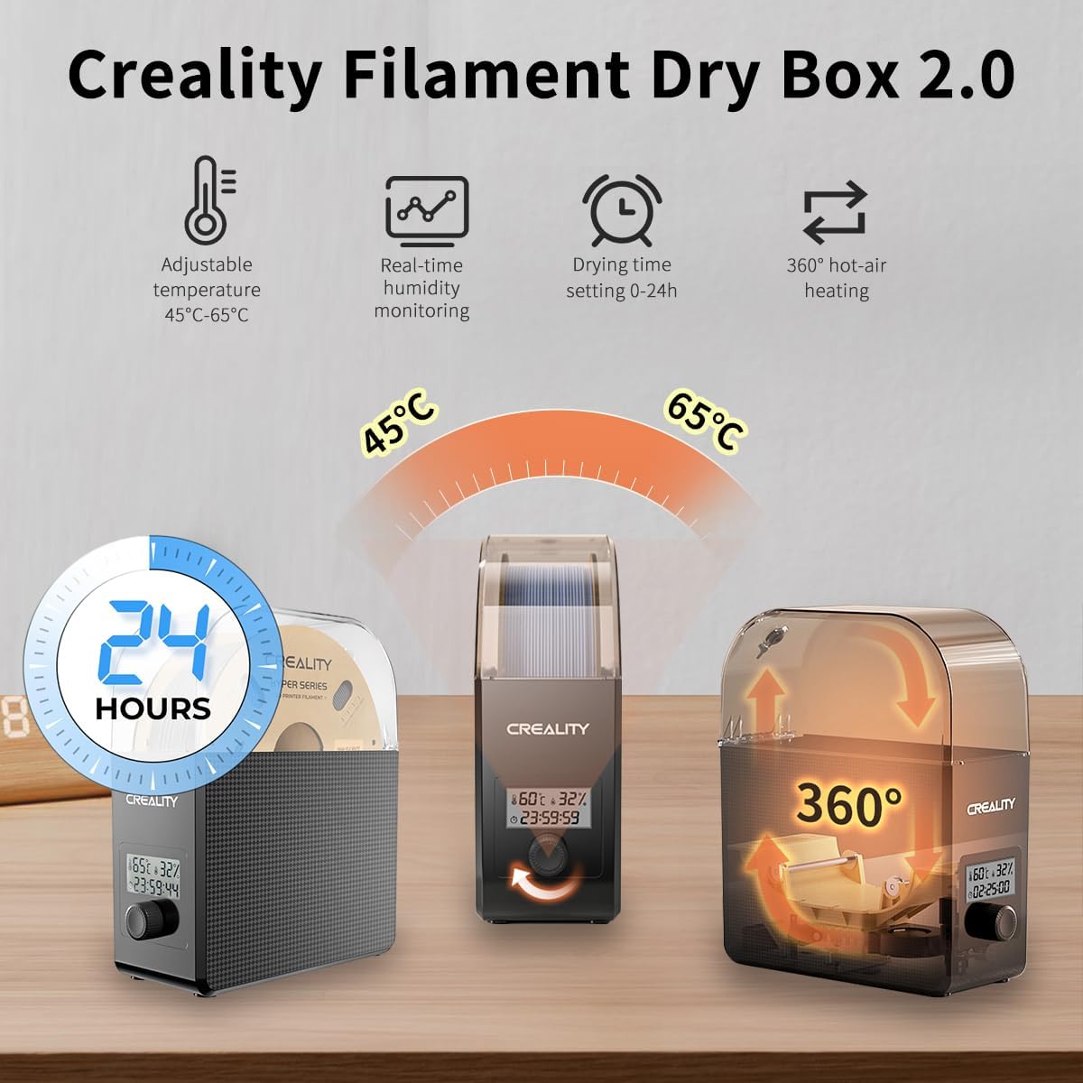 2025 New Official Creality Filament Dryer Box 2.0 with Fans Upgraded 1KG 3D Printer Material Dehydrator Keep Materials Dry during Printing 