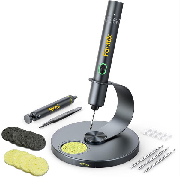Fanttik T1 Max Soldering Iron Kit 7 Seconds Fast Heating(390°F-840℉), Auto Sleep, 4 Precision Soldering Tips, 360° Swivel Stand, Soldering Iron for Precision Repair
