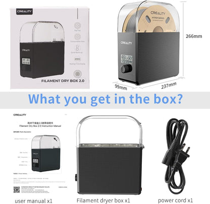 2025 New Official Creality Filament Dryer Box 2.0 with Fans Upgraded 1KG 3D Printer Material Dehydrator Keep Materials Dry during Printing 
