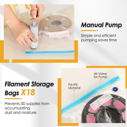 5-Tier Filament Spool Holder with Filament Storage Bags and Pump Heavy Duty Metal Shelf Organizer for 3D Printing Studios