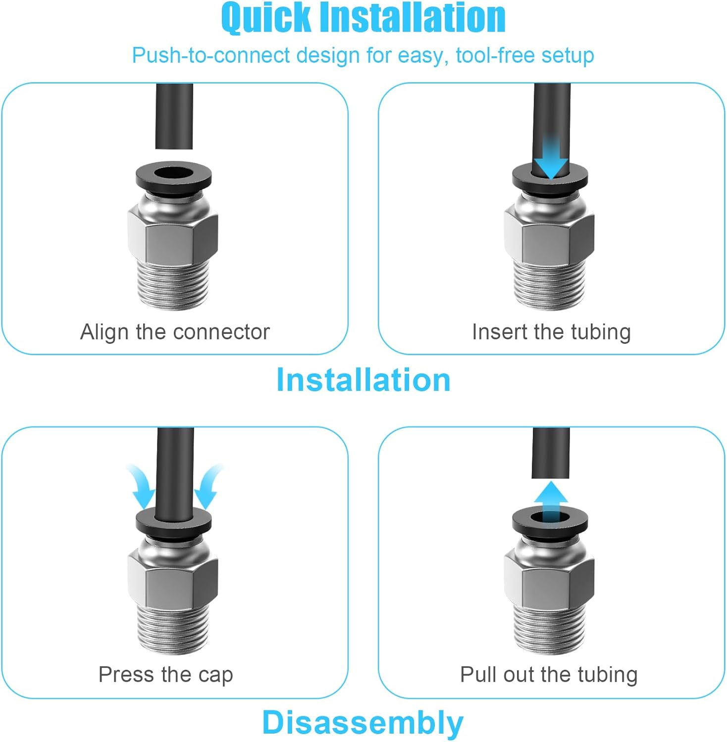 10 PCS Premium PC4-M10 Bowden Tube Coupler Male Compatible with  3D Printers & Splitters