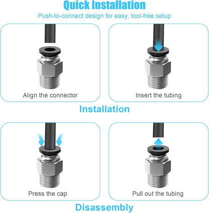 10 PCS Premium PC4-M10 Bowden Tube Coupler Male Compatible with  3D Printers & Splitters