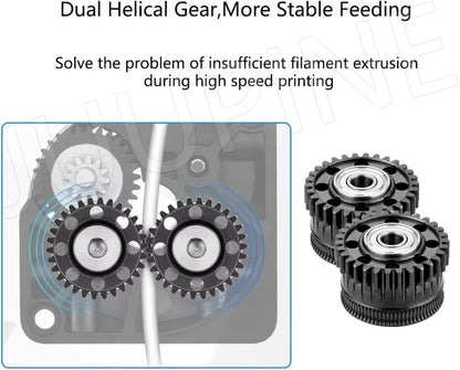 Upgrade Extruder Gear Kit for Creality K2 Plus Dual Helical All Metal Extruder Gears (Nickel DLC Coated 3D Printer Part)(1 Set)