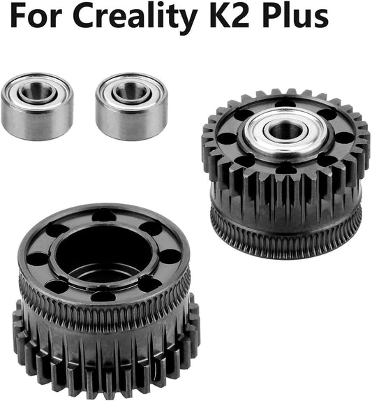 Upgrade Extruder Gear Kit for Creality K2 Plus Dual Helical All Metal Extruder Gears (Nickel DLC Coated 3D Printer Part)(1 Set)