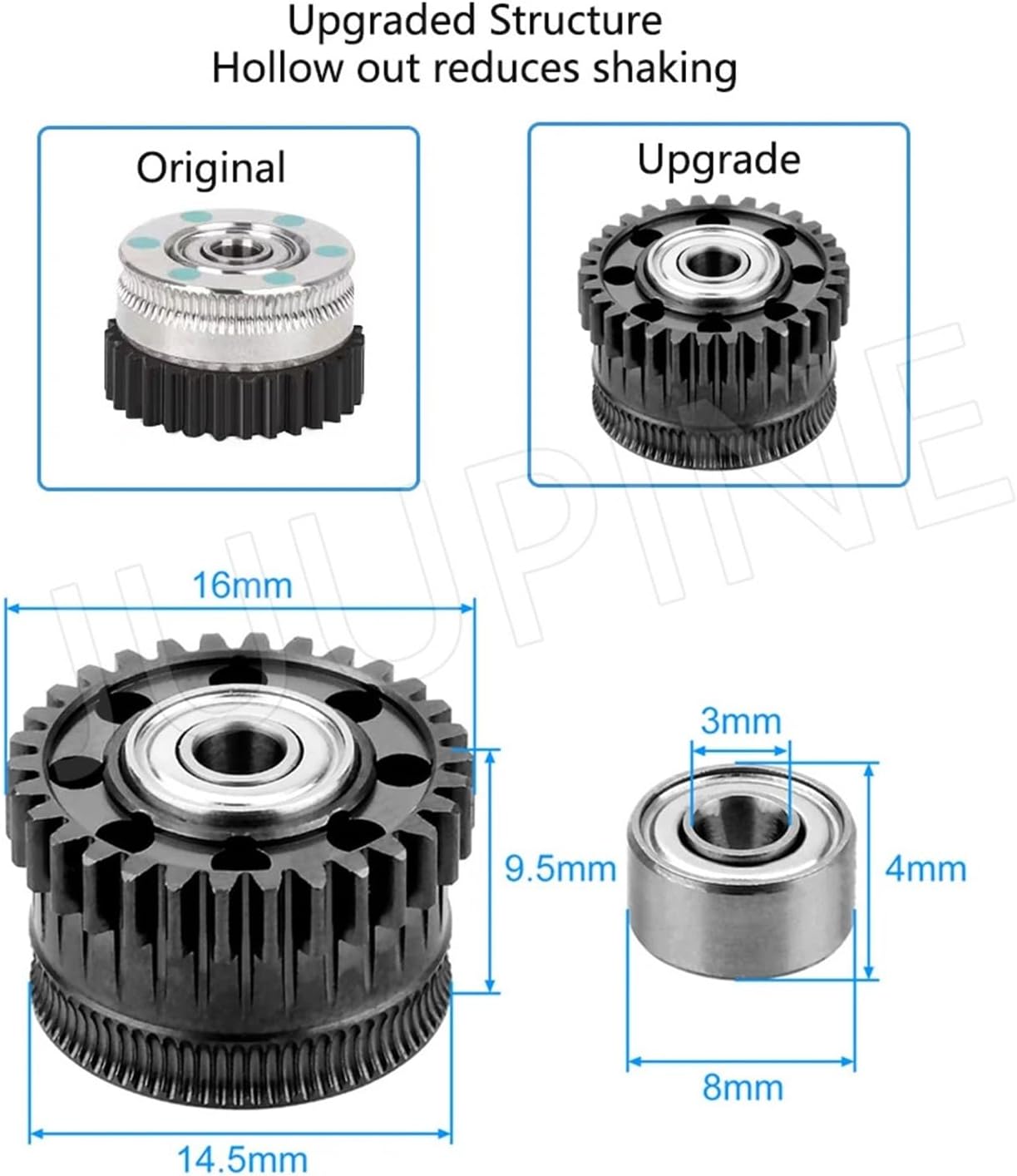 Upgrade Extruder Gear Kit for Creality K2 Plus Dual Helical All Metal Extruder Gears (Nickel DLC Coated 3D Printer Part)(1 Set)