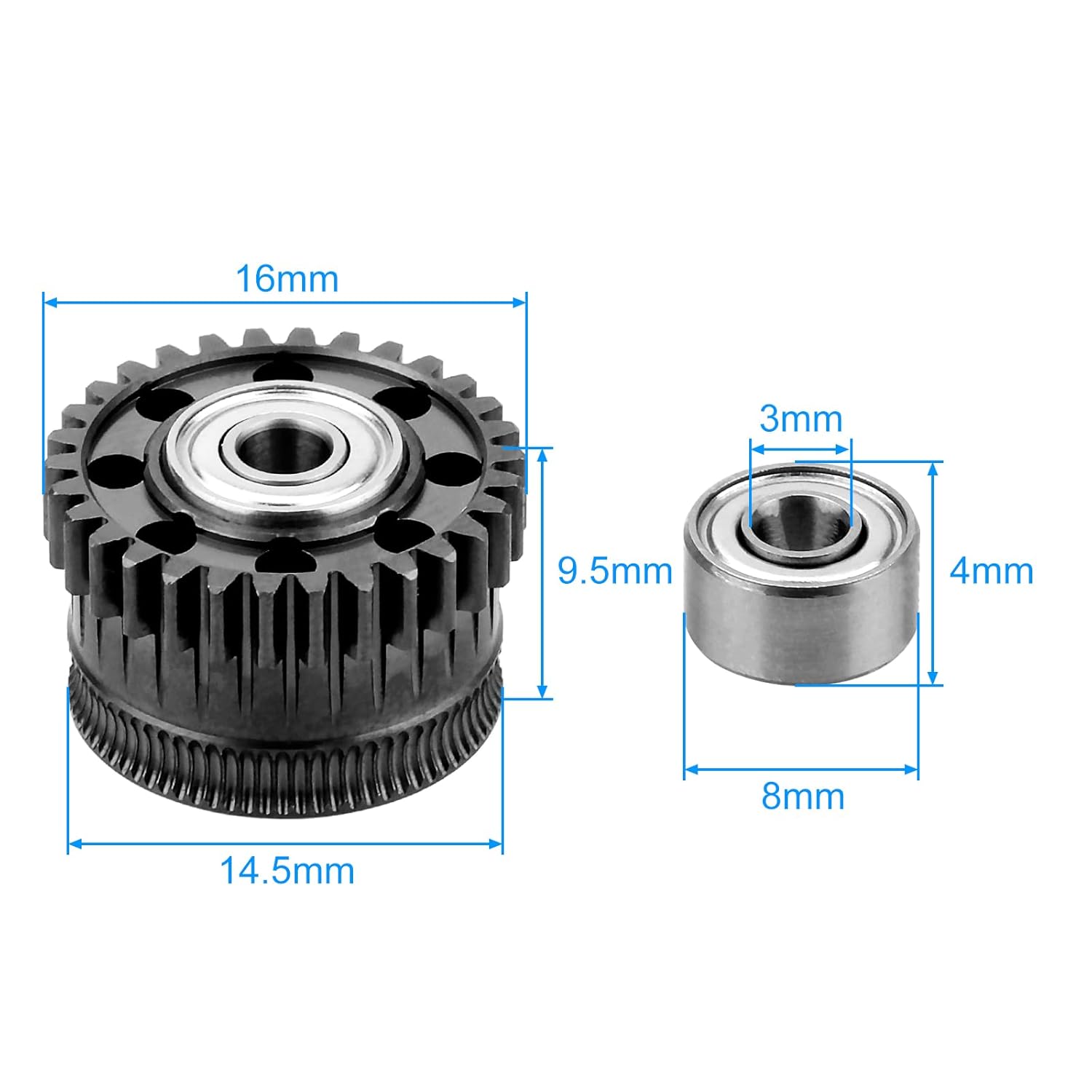 K2 Extruder Gear (2 Pcs) K2 plus Extruder  Upgrade Gears Kit All Metal Filament Drive Extruder Gear for K2 plus 3D Printer Accessories Parts