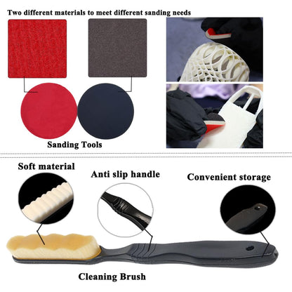 62PCS 3D Printer Tool Kit, 3D Post-Processing Accessories with Hand Drill, Deburring Tool, Cutter, Needle Files, Scrapers, Brushes, Tweezers, and Nozzle Cleaning