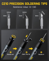 Fanttik T1 Max Soldering Iron Kit 7 Seconds Fast Heating(390°F-840℉), Auto Sleep, 4 Precision Soldering Tips, 360° Swivel Stand, Soldering Iron for Precision Repair