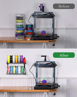 Wall Mount 2 Tier 3D Printer Filament Storage Rack-- Heavy Duty Metal Shelf for PLA/ABS/TPU, Filaments Organzied (Black/White)
