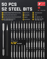 Fanttik E1 Max Mini Precision Screwdriver Set, 50 Magnetic Bits, Magnetic Storage, 5/32‘’Hex, Repair Tool Kit for Electronics, 3D Printer,  Phone, Camera, Laptop, Watch, (Grey)