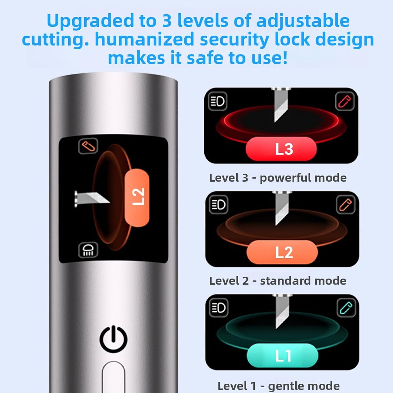 40Khz Handheld Craft Cutting Too Ultrasonic Cutter  with 50 Replacement Blades OLED Display, for Plastic 3D Prints DIY (US Plug)