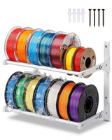 Wall Mount 2 Tier 3D Printer Filament Storage Rack-- Heavy Duty Metal Shelf for PLA/ABS/TPU, Filaments Organzied (Black/White)