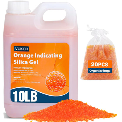 2 LBS Orange Reusable Indicating Silica Gel Desiccant Beads Standard 3-5 Mm size