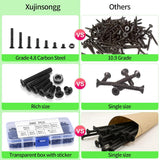 M3 Flat Head Machine Screws and Hex Nuts Kit, 380 Pcs Black Countersunk Head Phillips Screws Bolts Nuts Assortment Kit - M3 X 4Mm/ 6Mm/ 8Mm/ 10Mm/ 12Mm/ 16Mm/ 20Mm