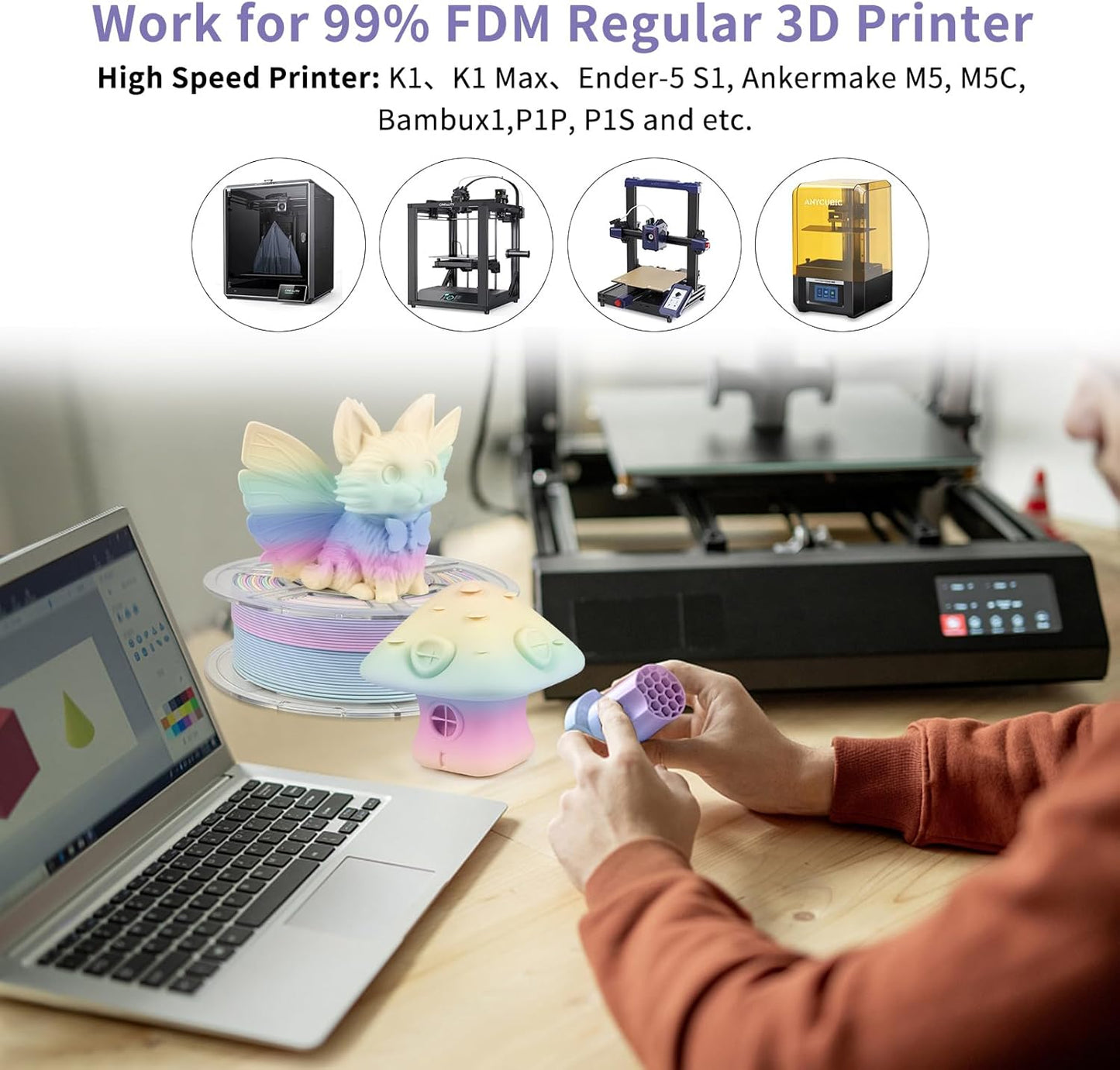 iSANMATE 3D Printer Filament - PLA+ 1.75Mm, High Speed, Dimensional Accuracy 0.02Mm, 1Kg Spool (2.2Lbs)