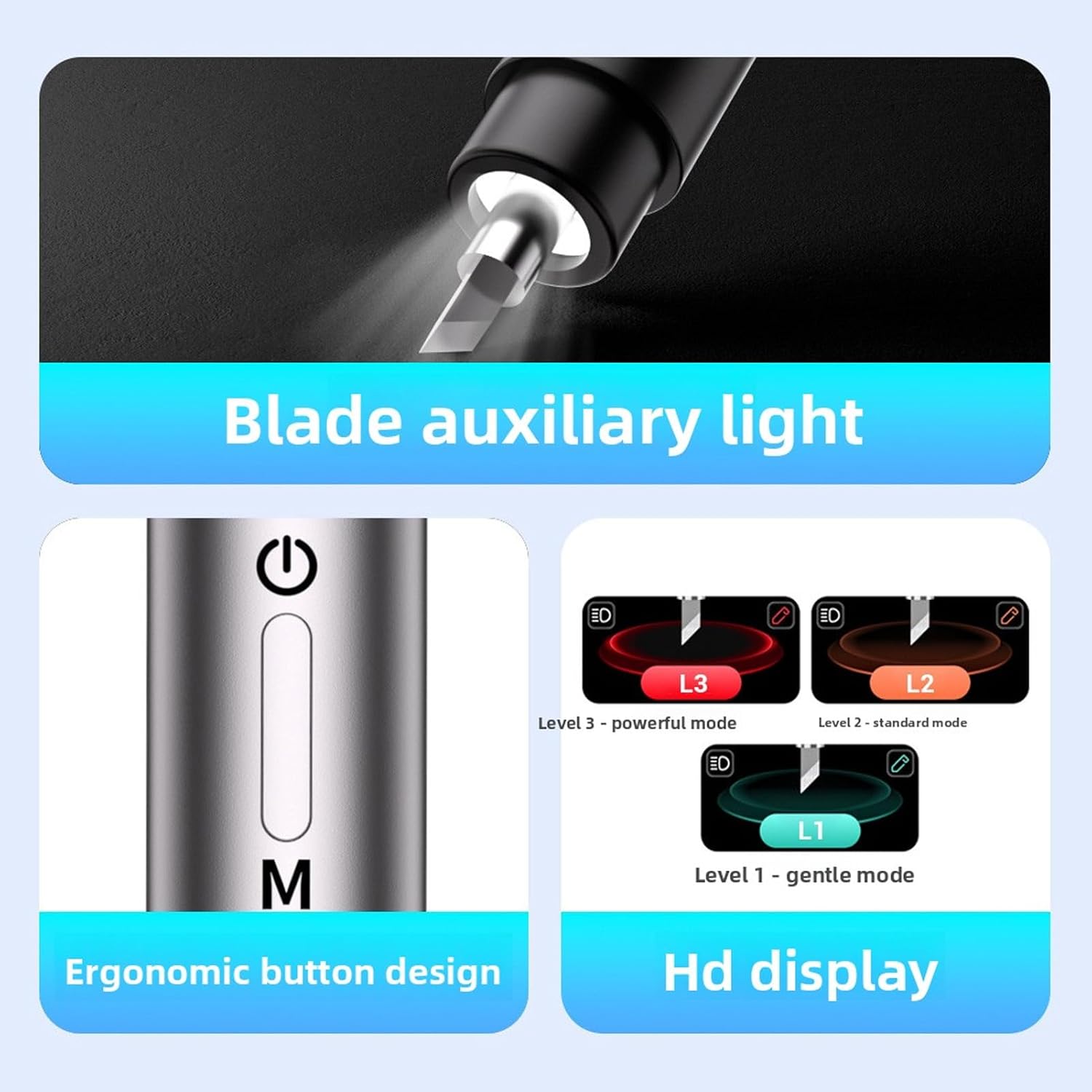 40Khz Handheld Craft Cutting Too Ultrasonic Cutter  with 50 Replacement Blades OLED Display, for Plastic 3D Prints DIY (US Plug)