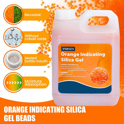 2 LBS Orange Reusable Indicating Silica Gel Desiccant Beads Standard 3-5 Mm size
