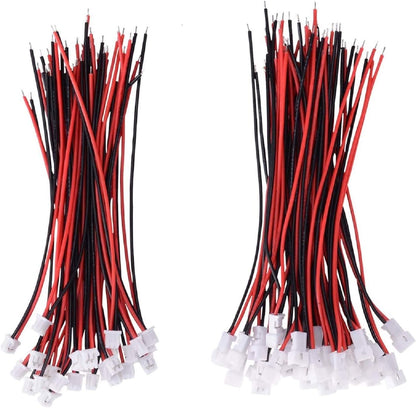  30 Pairs JST 1.25 mm 2 Pin Micro Male/Female Connector Plugs with Red Black Wire 80 mm