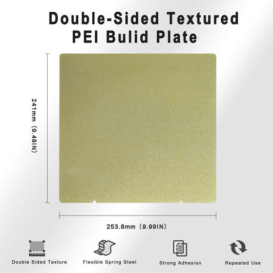 PEI Build Plate, Double Sided Textured PEI Flexible, Holographic Removal Spring Steel Sheet Plate (Many Sizes & Styles) Bambu Lab, Prusa, Anycubic, Etc...