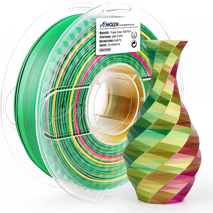 PLA Silk Triple Color 1.75mm, 1KG/2.2LB