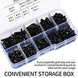 M3 Flat Head Machine Screws and Hex Nuts Kit, 380 Pcs Black Countersunk Head Phillips Screws Bolts Nuts Assortment Kit - M3 X 4Mm/ 6Mm/ 8Mm/ 10Mm/ 12Mm/ 16Mm/ 20Mm