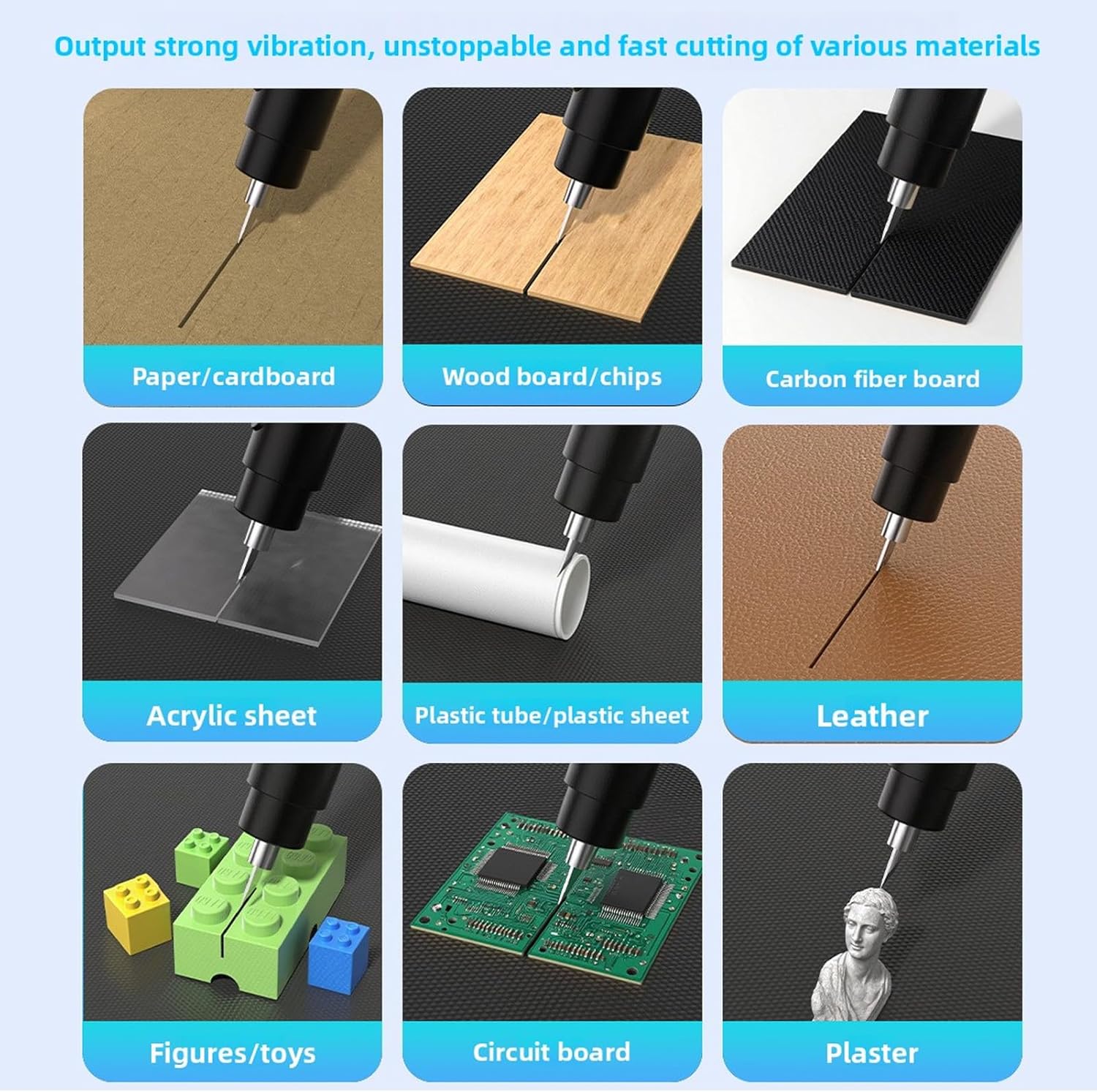 40Khz Handheld Craft Cutting Too Ultrasonic Cutter  with 50 Replacement Blades OLED Display, for Plastic 3D Prints DIY (US Plug)