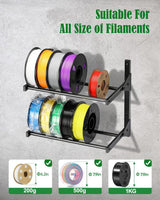 Wall Mount 2 Tier 3D Printer Filament Storage Rack-- Heavy Duty Metal Shelf for PLA/ABS/TPU, Filaments Organzied (Black/White)