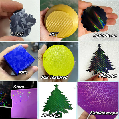 Holographic PEI Sheet 235X235 mm Double Sided  Spring Steel Sheet for Neptune 4, CR20, Ender 3, Adventurer 5m, & More!