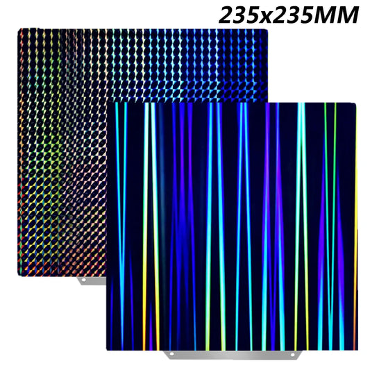 Holographic PEI Sheet 235X235 mm Double Sided  Spring Steel Sheet for Neptune 4, CR20, Ender 3, Adventurer 5m, & More!