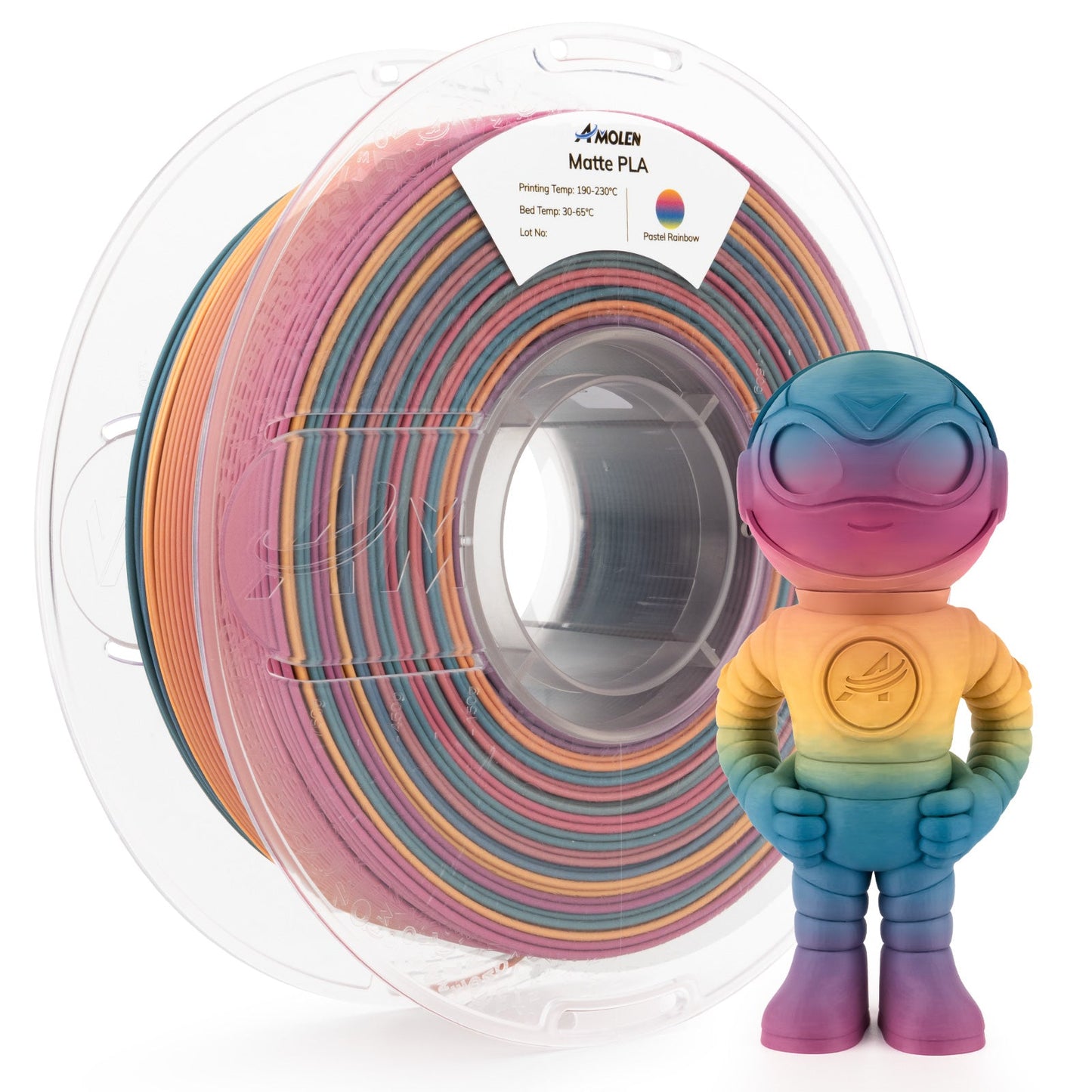 PLA Matte Rainbow Filament 1.75mm, 1KG/2.2LB