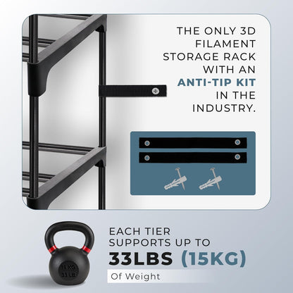 9-Tier 3D Printer Filament Spool Storage Rack with Anti-Tip Kit, Stand Organizer Can Store up to 54 Rolls for 3D Printer Lovers